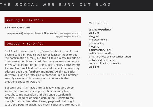 The Social Web Burn Out Blog